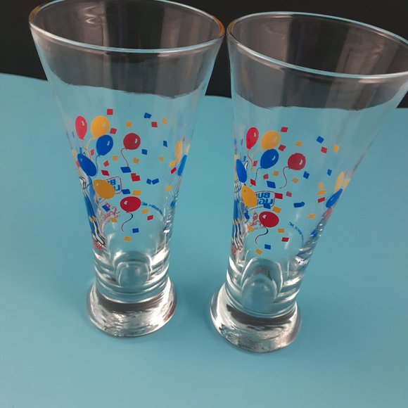 Pair of Vintage Spuds MacKenzie Bud Light Pilsner Glasses - LIKE NEW! - Picture 3 of 8